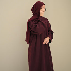 Burgundy Velvet Abaya