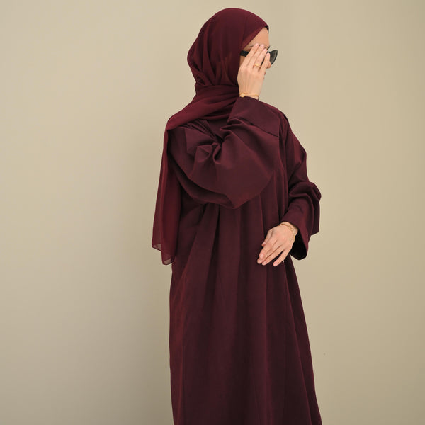 Burgundy Velvet Abaya