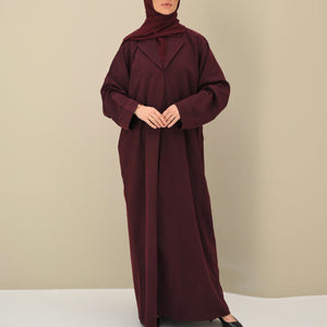 Burgundy Velvet Abaya
