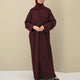 Burgundy Velvet Abaya