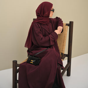 Burgundy Velvet Abaya