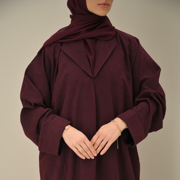 Burgundy Velvet Abaya