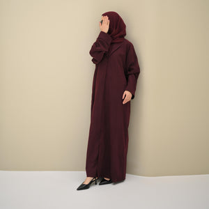 Burgundy Velvet Abaya