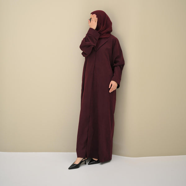 Burgundy Velvet Abaya