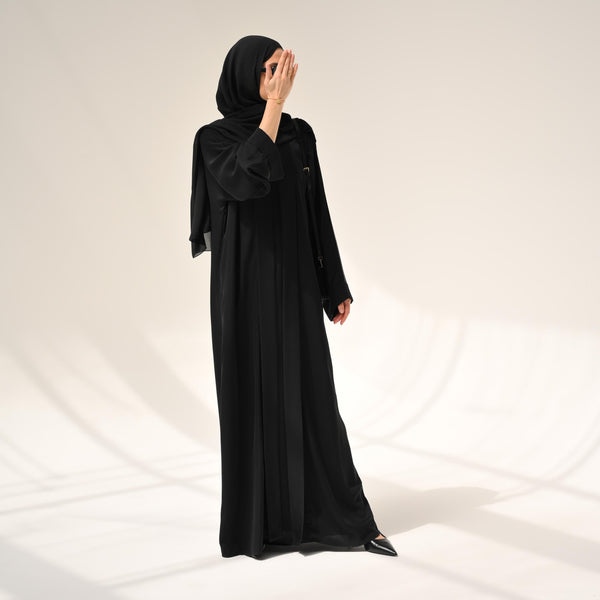 Black Flow Abaya - with inner-dress