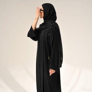 Black Flow Abaya - with inner-dress
