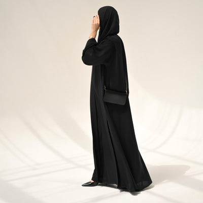 Zwarte Flow Abaya - met onderjurk