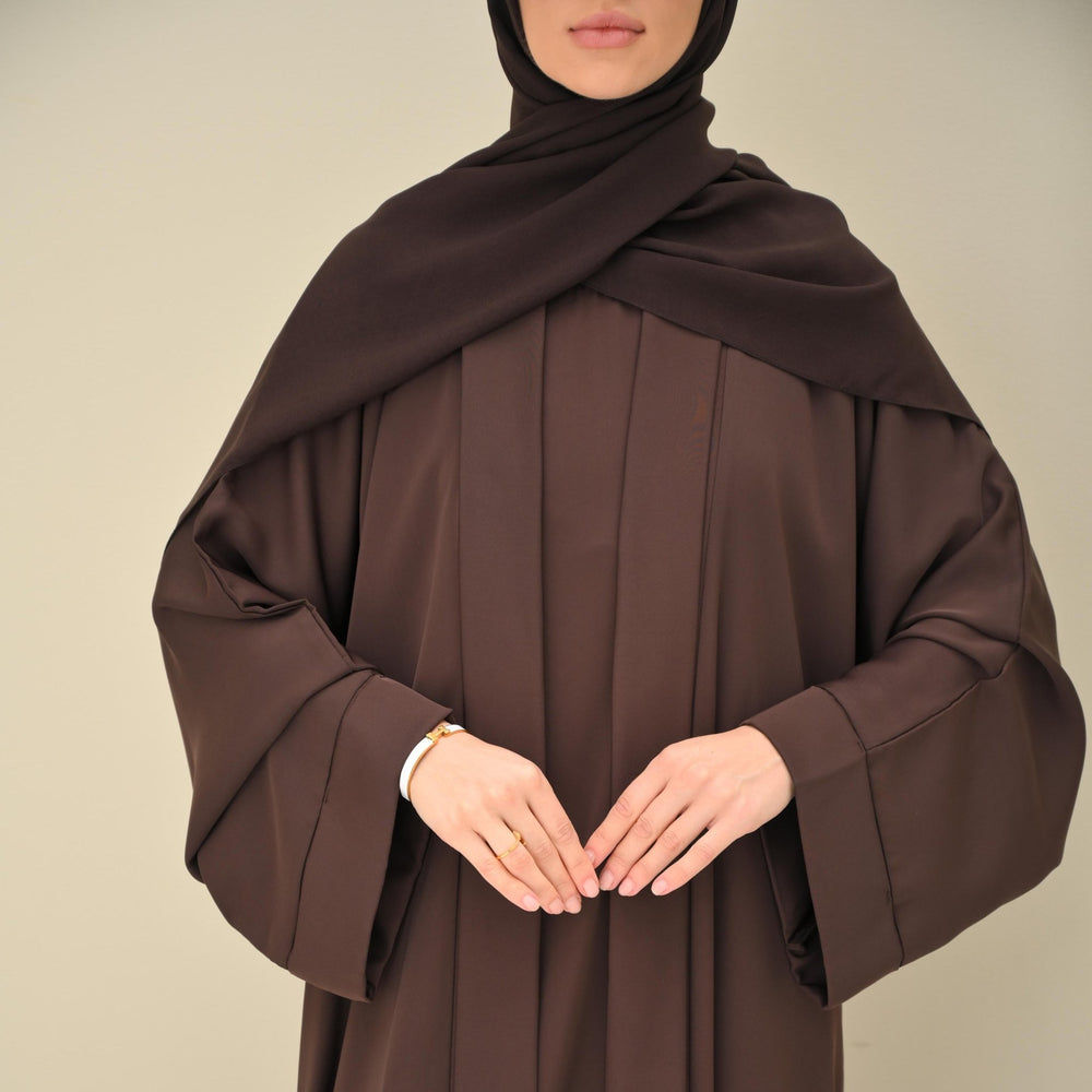 Brown Flow Abaya - With Inner - Dress & Hijab - CO - VRD