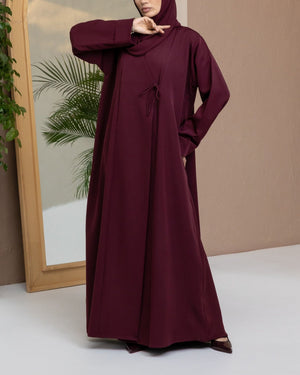 Burgundy Tie Abaya and Hijab - CO - VRD