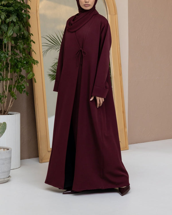 Burgundy Tie Abaya and Hijab - CO - VRD