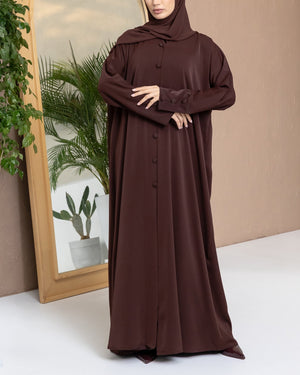 Button - Detail Abaya in Brown and Hijab - CO - VRD