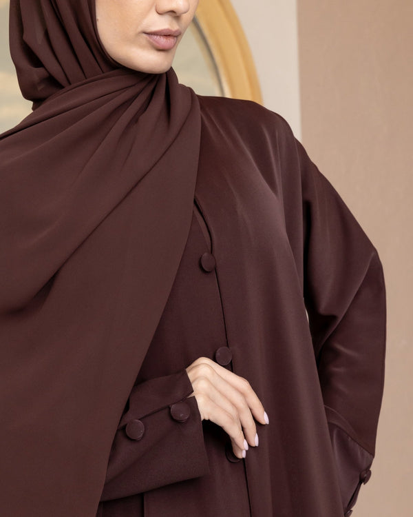 Button - Detail Abaya in Brown and Hijab - CO - VRD