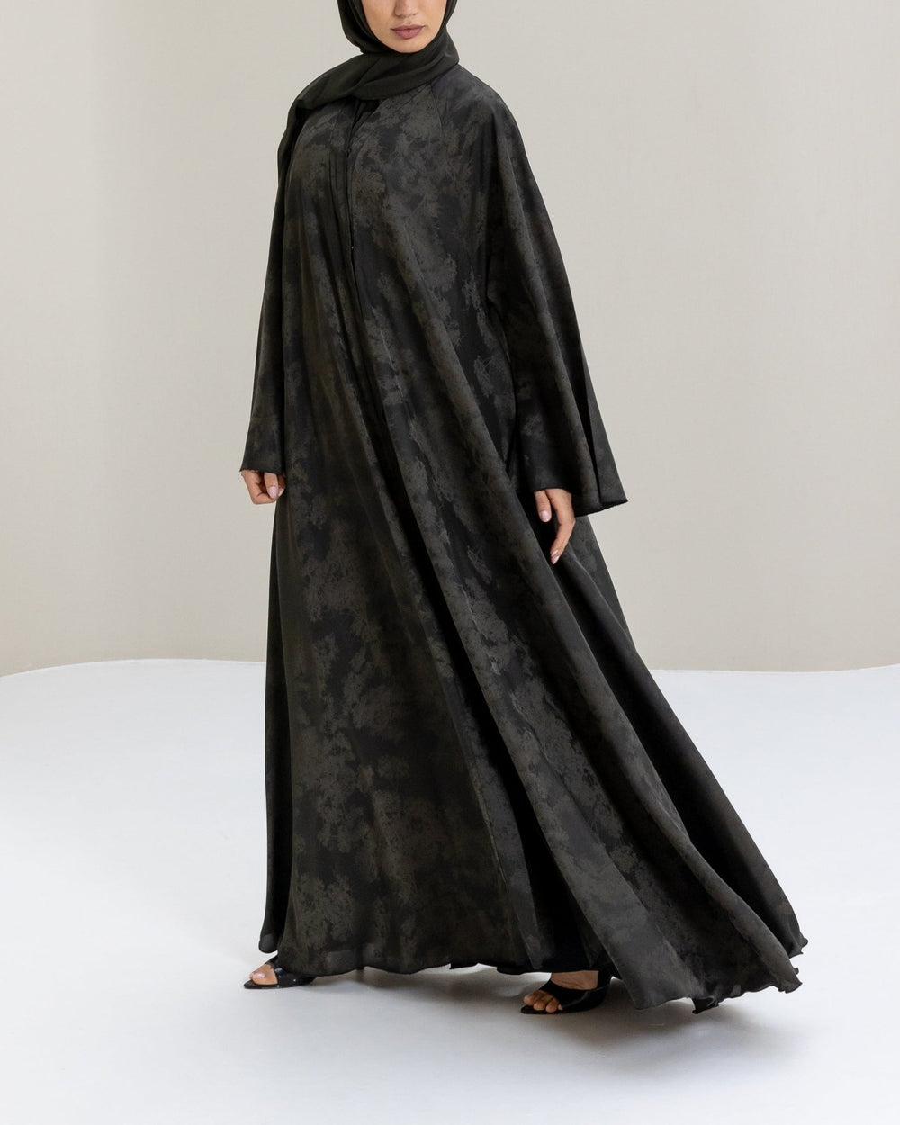 Olive Flare Abaya and Hijab - CO - VRD