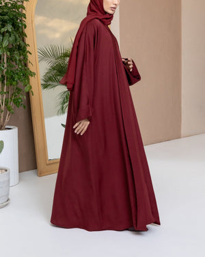 Rouge Flow Abaya with Inner Dress & Hijab - CO - VRD